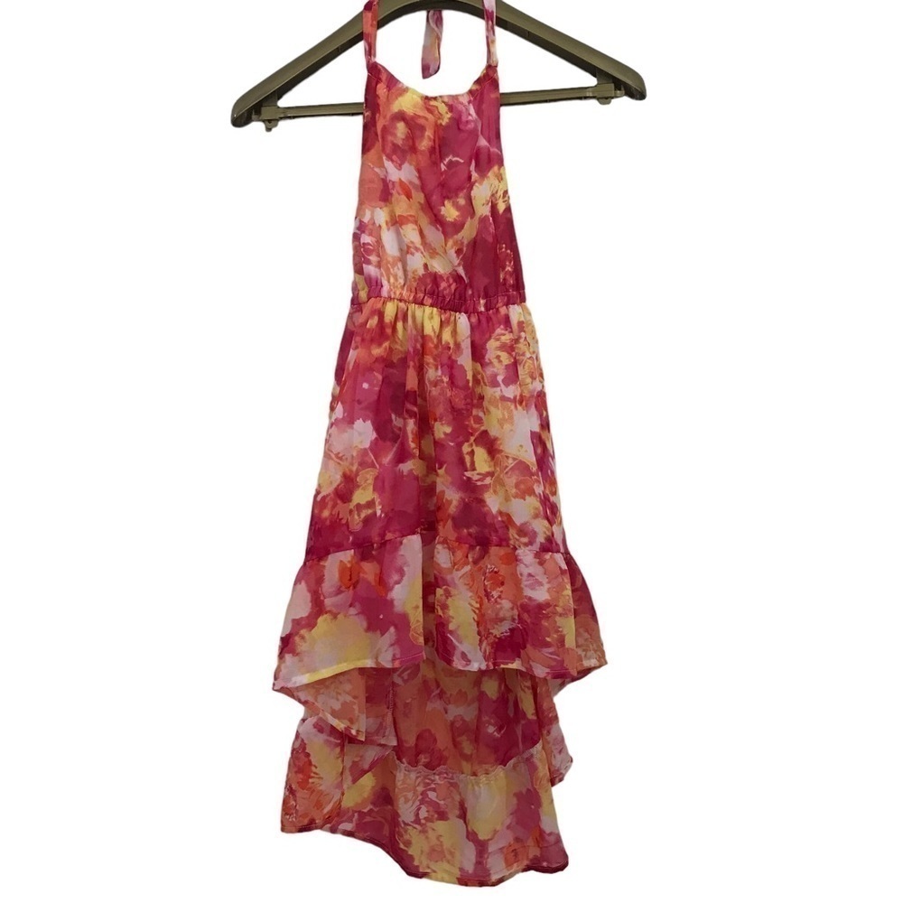 Children's Place Dress Floral High Low Hem Halter Top Style Lined NEW